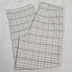 Womens Y2K Full Tilt‎ Plaid Pants Beige Black Checkered Comfort Career Size XL